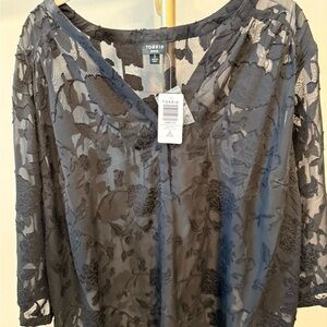 Torrid Black Floral Lace Blouse NWT